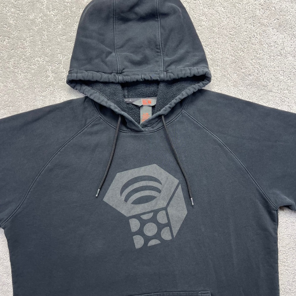 Mountain Hardwear Logo Hoodie Mens Large Black Faded Gorpcore Pullover Outdoor - Picture 6 of 16